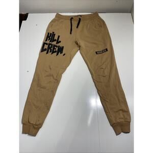 Kill Crew Pants Mens Medium Brown Tan Joggers MMXX Logo Streetwear Sweatpants